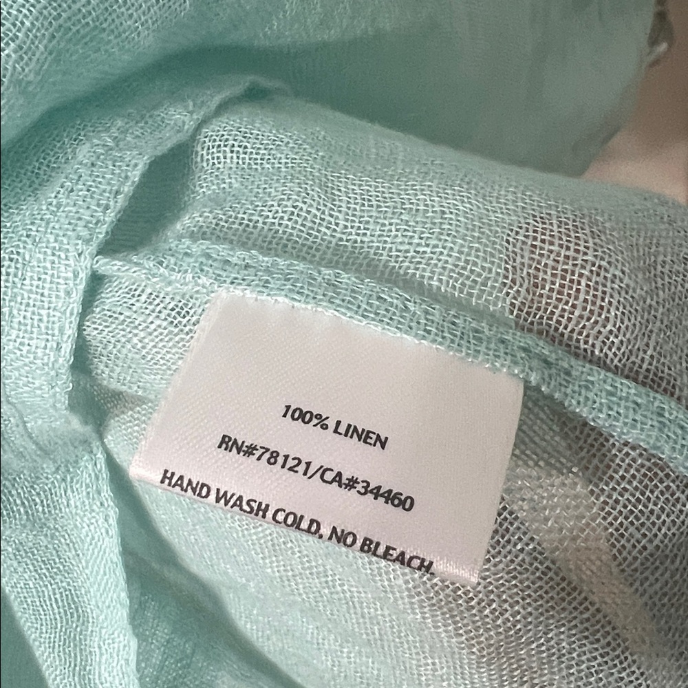Eileen Fisher 100% Linen Mint Aqua Green Button Front Tunic Top – Size M - Picture 4 of 4